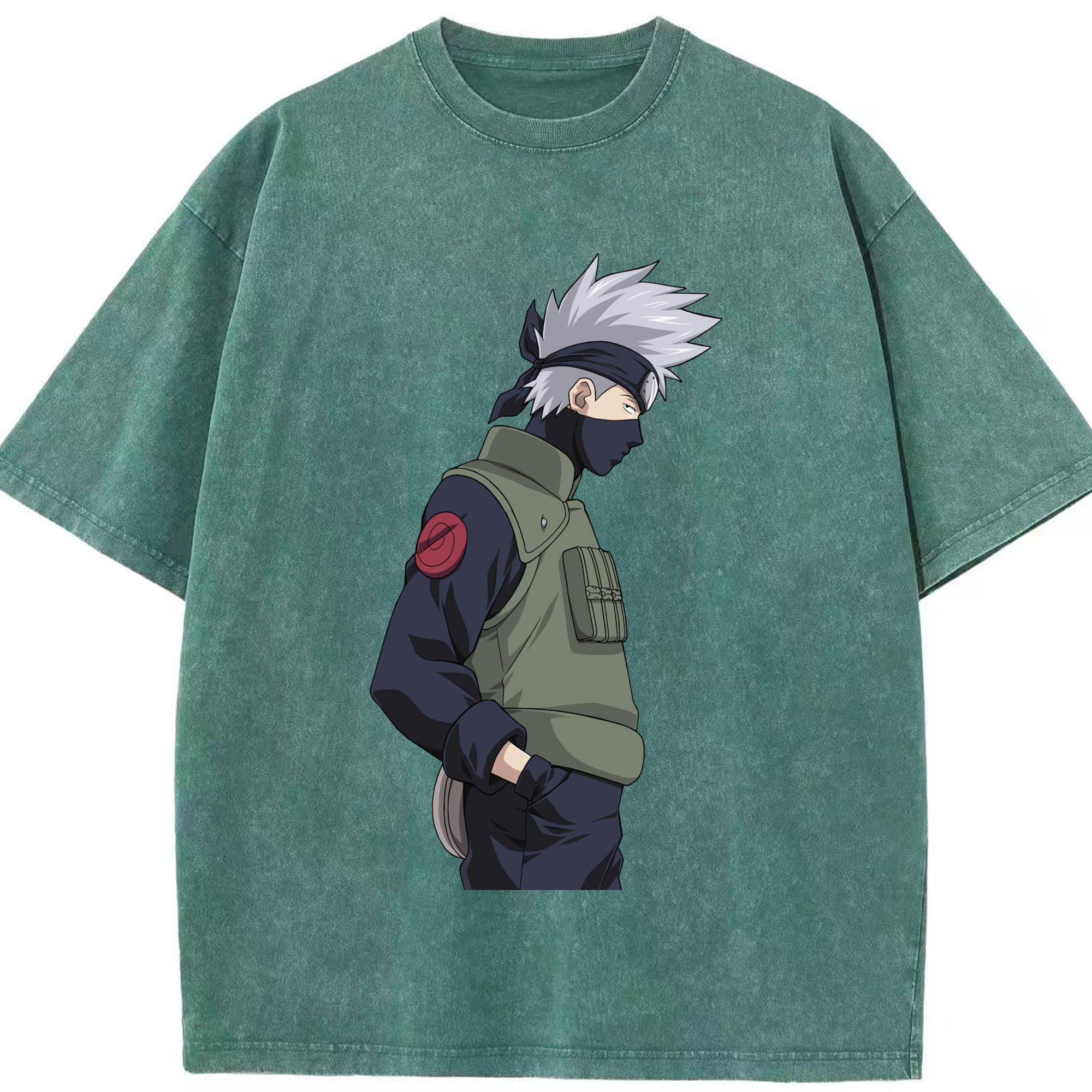 （画像用） NARUTO -ナルト- はたけ カカシ Hatake Kakashi 綿100% ヴィンテージ風 半袖Tシャツ（フロントプリント）